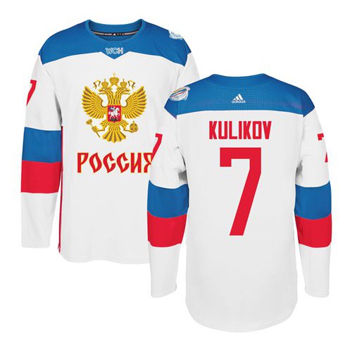 Team Russia #7 Dmitri Kulikov White 2016 World Cup Stitched NHL Jersey