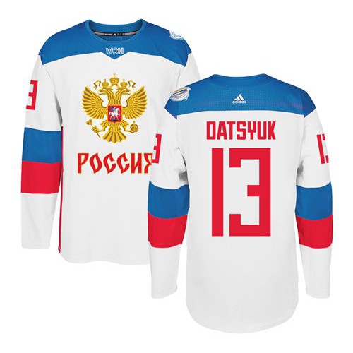 Team Russia #13 Pavel Datsyuk White 2016 World Cup Stitched NHL Jersey