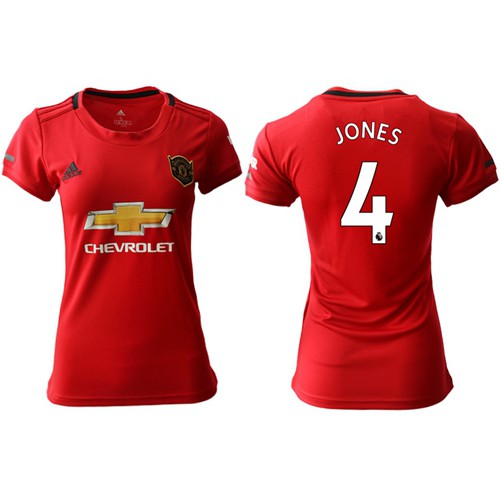 Women’s Manchester United #4 Jones Red Home Soccer Club Jersey
