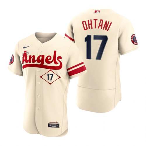 Los Angeles Los Angeles Angels #17 Shohei Ohtani Cream Men’s MLB Nike Authentic 2022 City Connect Jersey Men’s