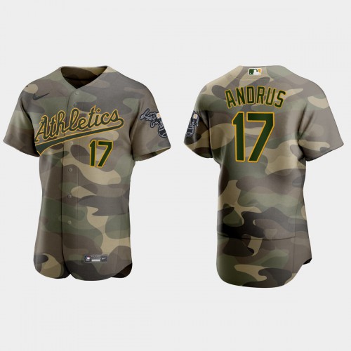 Oakland Oakland Athletics #17 Elvis Andrus Men’s Nike 2021 Armed Forces Day Authentic MLB Jersey -Camo Men’s