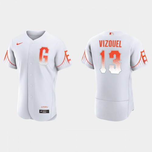 San Francisco San Francisco Giants #13 Omar Vizquel Men’s 2021 City Connect Authentic White Jersey Men’s
