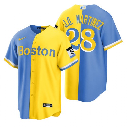 Boston Boston Red Sox #28 J.D. Martinez Blue Gold Nike Men’s MLB 2022 City Connect Game Jersey Men’s