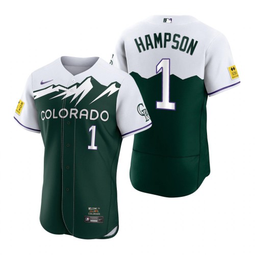 Colorado Colorado Rockies #1 Garrett Hampson Green Men’s MLB Nike Authentic 2022 City Connect Jersey Men’s