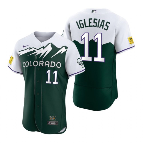 Colorado Colorado Rockies #11 Jose Iglesias Green Men’s MLB Nike Authentic 2022 City Connect Jersey Men’s