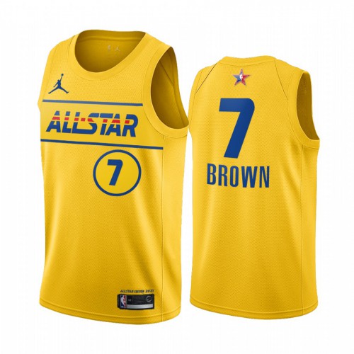 Men’s #7 Jaylen Brown Jordan Brand Gold 2021 NBA All-Star Game Swingman Finished Jersey Men’s