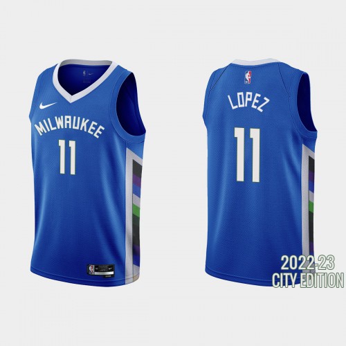 Milwaukee Milwaukee Bucks #11 Brook Lopez Men's Nike Blue 2022-23