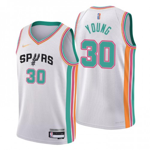 San Antonio San Antonio Spurs #30 Thaddeus Young Men’s Nike White 2021/22 Swingman NBA Jersey – City Edition Men’s