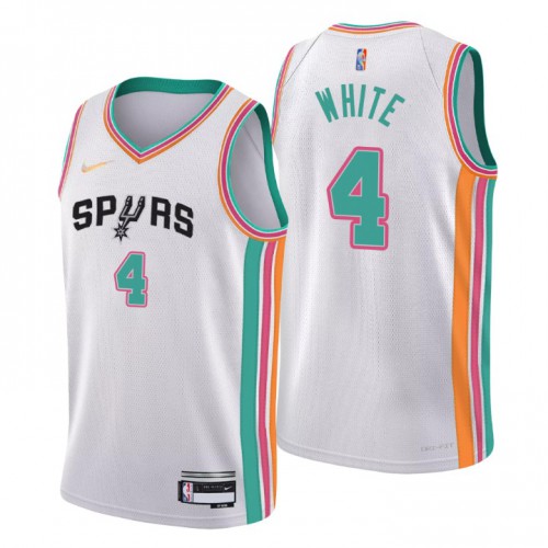 San Antonio San Antonio Spurs #4 Derrick White Men’s Nike White 2021/22 Swingman NBA Jersey – City Edition Men’s
