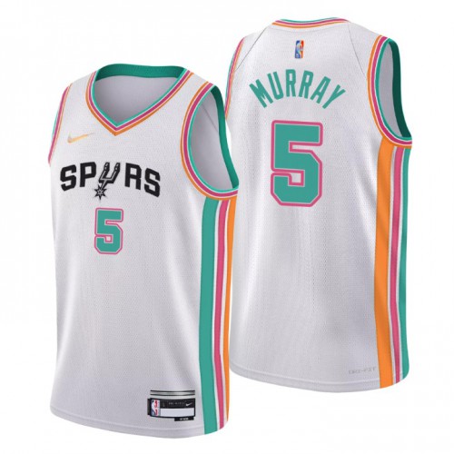 San Antonio San Antonio Spurs #5 Dejounte Murray Men’s Nike White 2021/22 Swingman NBA Jersey – City Edition Men’s