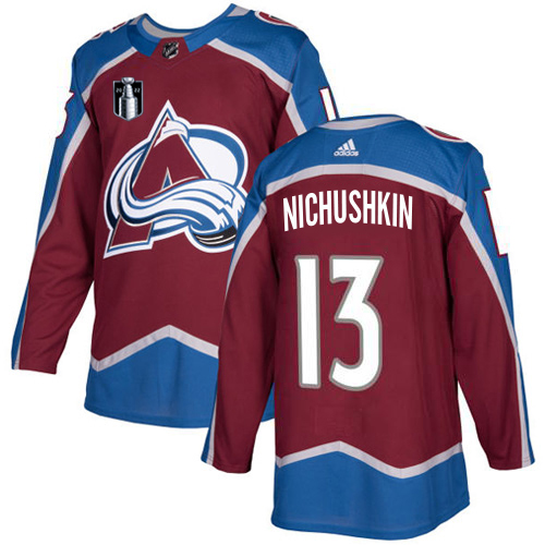 Adidas Colorado Avalanche #13 Valeri Nichushkin Burgundy 2022 Stanley Cup Final Patch Home Authentic Stitched NHL Jersey Men’s