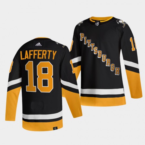 Adidas Pittsburgh Penguins #18 Sam Lafferty Men’s 2021-22 Alternate Authentic NHL Jersey – Black Men’s